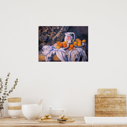 Paul Cezanne - Stillleben mit einem Vorhang Poster (Küche)