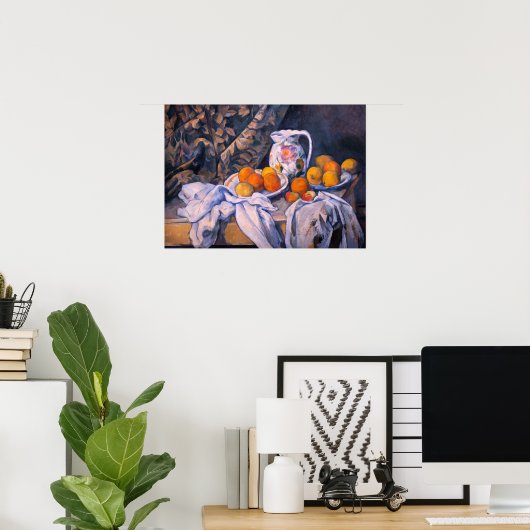 Paul Cezanne - Stillleben mit einem Vorhang Poster (Heimbüro)