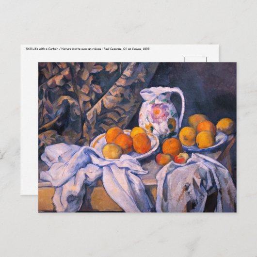 Paul Cezanne - Stillleben mit einem Vorhang Postkarte (Vorne/Hinten)
