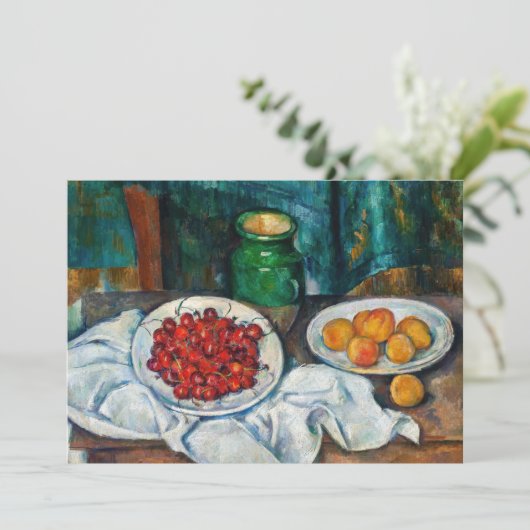 Paul Cezanne - Stillleben mit Kirschen und Peachs Dankeskarte (Stehend Vorderseite)