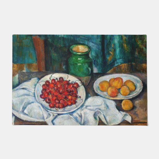 Paul Cezanne - Stillleben mit Kirschen und Peachs Fußmatte (Vorderseite)