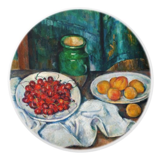 Paul Cezanne - Stillleben mit Kirschen und Peachs Keramikknauf (Vorderseite)