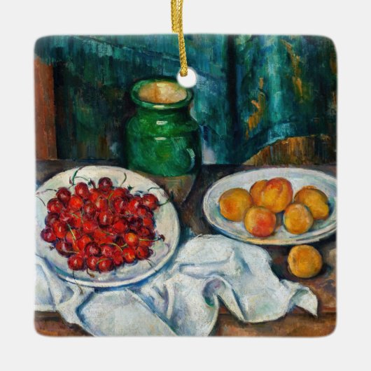 Paul Cezanne - Stillleben mit Kirschen und Peachs Keramikornament (Vorderseite)