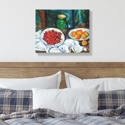 Paul Cezanne - Stillleben mit Kirschen und Peachs Leinwanddruck (Insitu (Schlafzimmer))