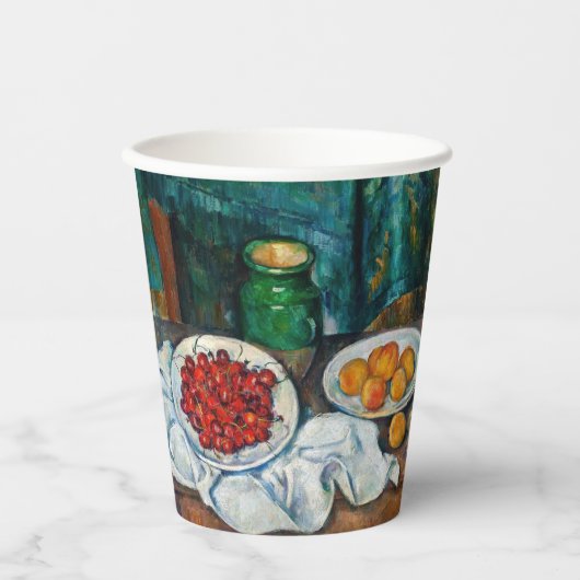 Paul Cezanne - Stillleben mit Kirschen und Peachs Pappbecher (Vorderseite)