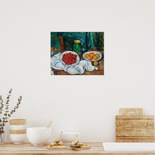 Paul Cezanne - Stillleben mit Kirschen und Peachs Poster (Küche)