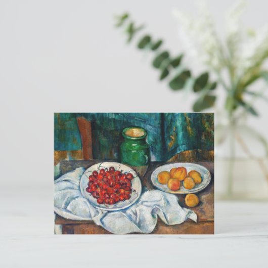 Paul Cezanne - Stillleben mit Kirschen und Peachs Postkarte (Stehend Vorderseite)