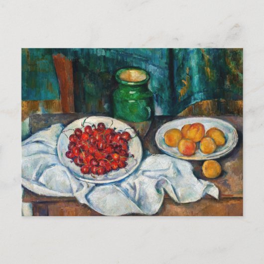 Paul Cezanne - Stillleben mit Kirschen und Peachs Postkarte (Vorderseite)