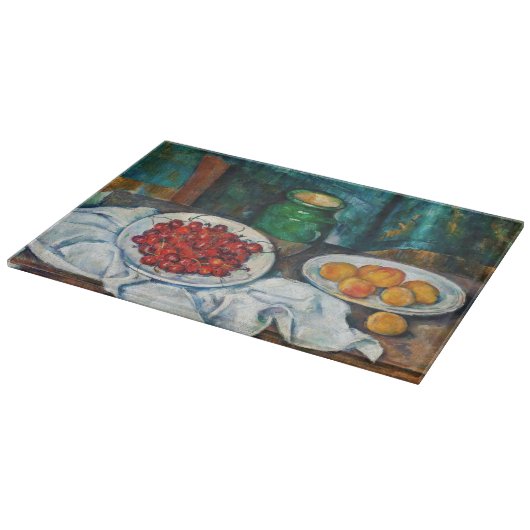 Paul Cezanne - Stillleben mit Kirschen und Peachs Schneidebrett (Ecke)