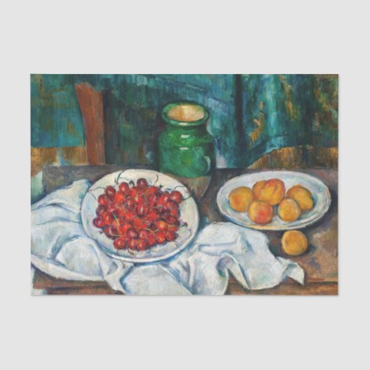 Paul Cezanne - Stillleben mit Kirschen und Peachs Seidenpapier (Vorderseite)