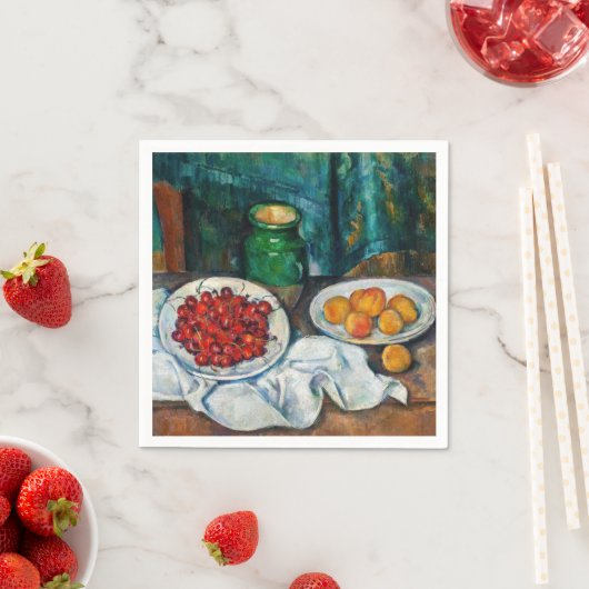 Paul Cezanne - Stillleben mit Kirschen und Peachs Serviette (Beispiel)