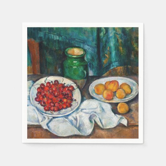 Paul Cezanne - Stillleben mit Kirschen und Peachs Serviette (Vorderseite)