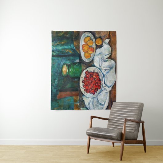 Paul Cezanne - Stillleben mit Kirschen und Peachs Wandteppich (Beispiel)