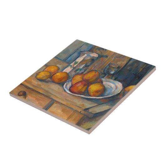 Paul Cezanne - Stillleben mit Milchsaft und Obst Fliese (Seite)