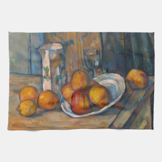 Paul Cezanne - Stillleben mit Milchsaft und Obst Geschirrtuch (Horizontal)