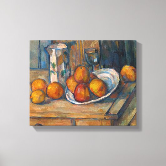 Paul Cezanne - Stillleben mit Milchsaft und Obst Leinwanddruck (Vorderseite)