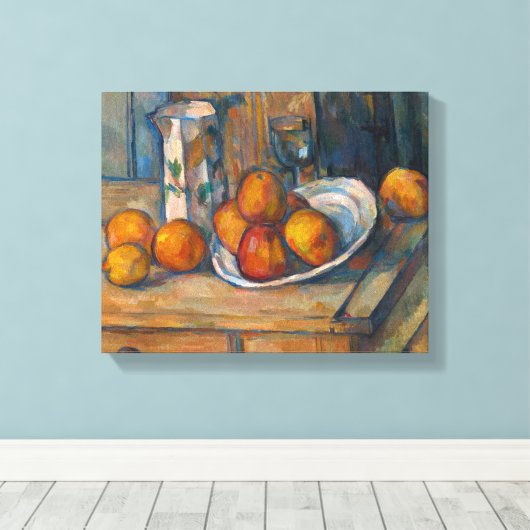 Paul Cezanne - Stillleben mit Milchsaft und Obst Leinwanddruck (Insitu (Holzboden))