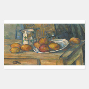 Paul Cezanne - Stillleben mit Milchsaft und Obst Rechteckiger Aufkleber