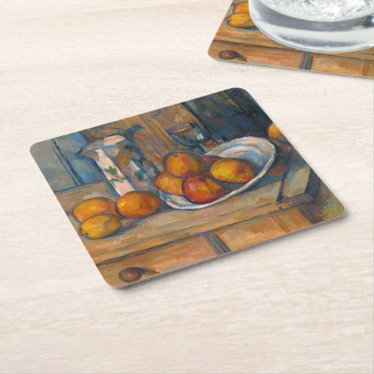 Paul Cezanne - Stillleben mit Milchsaft und Obst Rechteckiger Pappuntersetzer (angewinkelt)