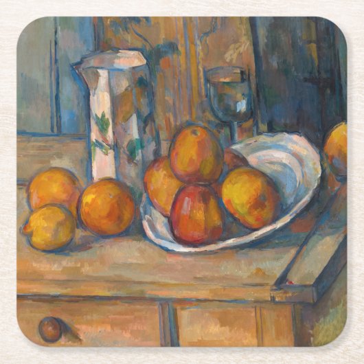 Paul Cezanne - Stillleben mit Milchsaft und Obst Rechteckiger Pappuntersetzer (Vorderseite)