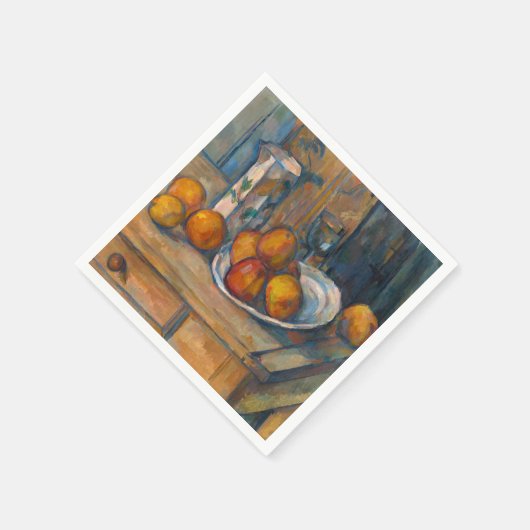 Paul Cezanne - Stillleben mit Milchsaft und Obst Serviette (Ecke)