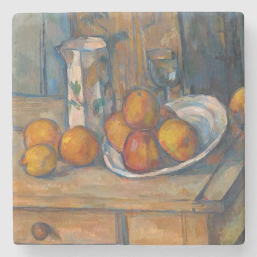 Paul Cezanne - Stillleben mit Milchsaft und Obst Steinuntersetzer (Vorderseite)