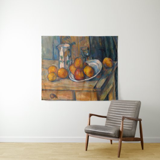 Paul Cezanne - Stillleben mit Milchsaft und Obst Wandteppich (Beispiel (Horizontal))