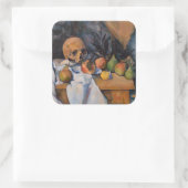 Paul Cezanne - Stillleben mit Skull Quadratischer Aufkleber (Tasche)