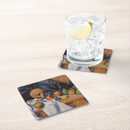 Paul Cezanne - Stillleben mit Skull Rechteckiger Pappuntersetzer (Vor Ort)