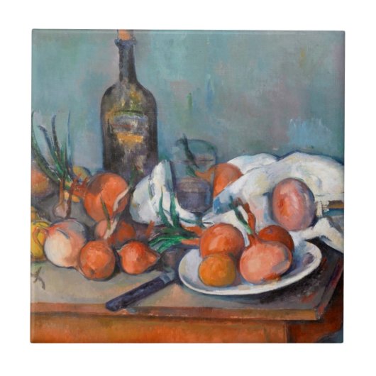 Paul Cézanne, Stillleben mit Zwiebeln und einer Fliese (Vorderseite)