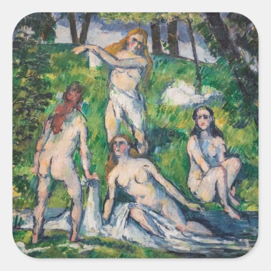 Paul Cezanne - Vier Bathers Quadratischer Aufkleber (Vorderseite)