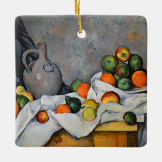 Paul Cezanne - Vorhang, Jug und Fruchtschale Keramikornament (Vorderseite)