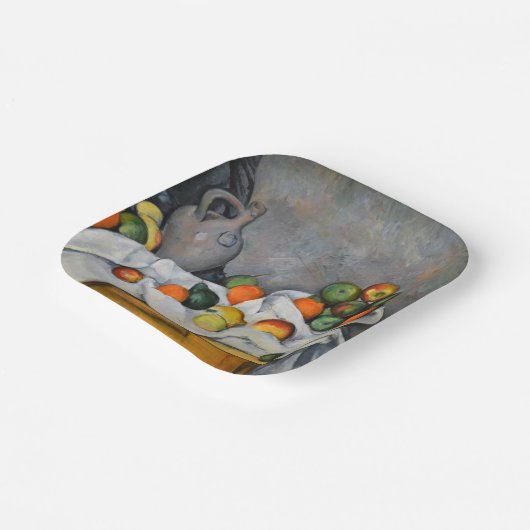 Paul Cezanne - Vorhang, Jug und Fruchtschale Pappteller (Gewinkelt)