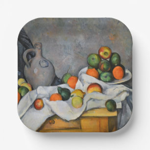 Paul Cezanne - Vorhang, Jug und Fruchtschale Pappteller