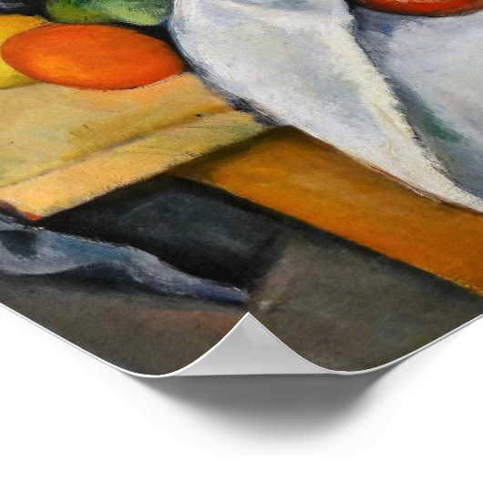 Paul Cezanne - Vorhang, Jug und Fruchtschale Poster (Ecke)