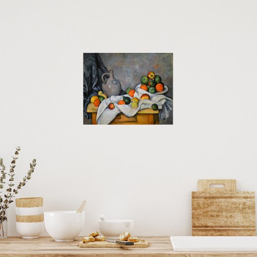 Paul Cezanne - Vorhang, Jug und Fruchtschale Poster (Küche)