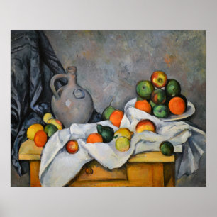 Paul Cezanne - Vorhang, Jug und Fruchtschale Poster