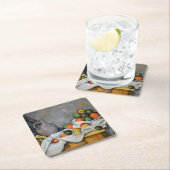 Paul Cezanne - Vorhang, Jug und Fruchtschale Rechteckiger Pappuntersetzer (Vor Ort)