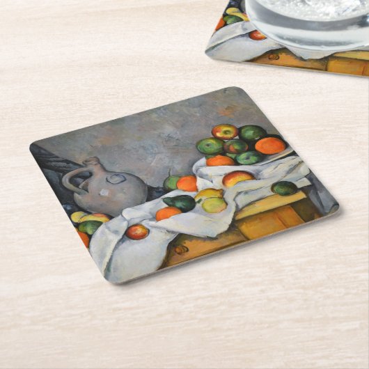 Paul Cezanne - Vorhang, Jug und Fruchtschale Rechteckiger Pappuntersetzer (angewinkelt)