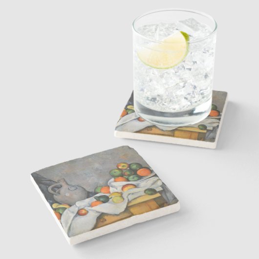 Paul Cezanne - Vorhang, Jug und Fruchtschale Steinuntersetzer (Seitenansicht)