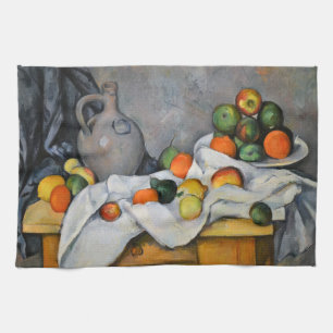 Paul Cezanne - Vorhang, Krug und Obstschale Geschirrtuch