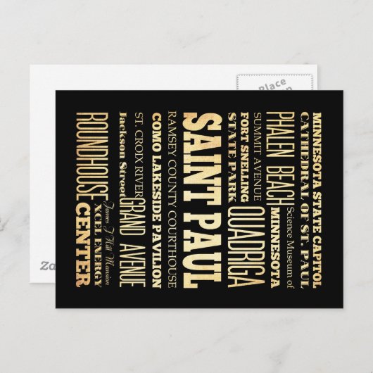 Paul City Minnesota Staat Typografie Postkarte (Vorne/Hinten)