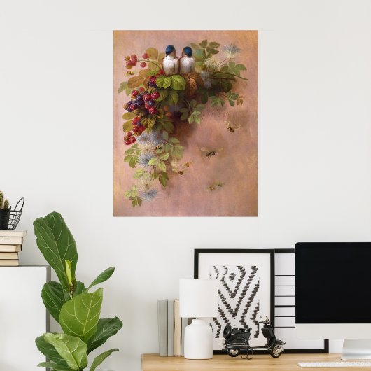 Paul-De-Longpre-Birds & Bienen Poster (Heimbüro)