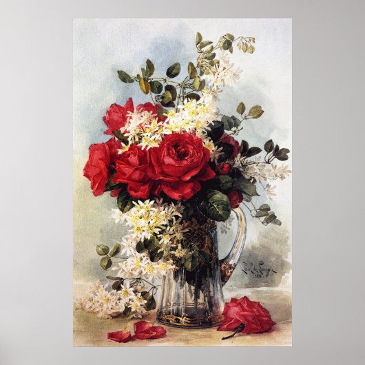 Paul-De-Longpre-Rote Rosen Bouquet, Resizable Poster (Vorne)