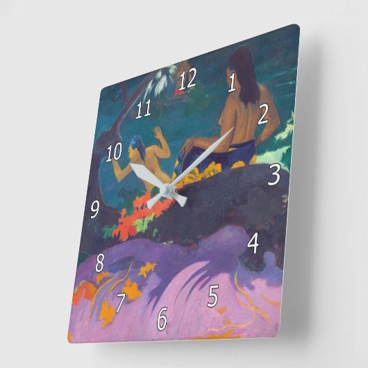 Paul Gauguin - Am Meer / Fatata te Miti Quadratische Wanduhr (Winkel)
