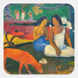 Paul Gauguin - Arearea / The Red Dog Quadratischer Aufkleber