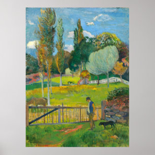 Paul Gauguin Bauer und sein Hund in der Nähe eines Poster