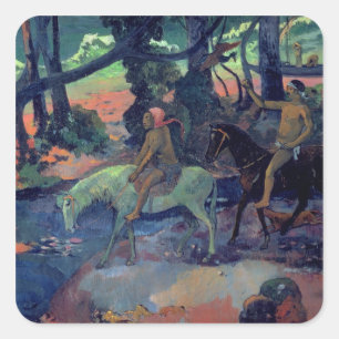 Paul Gauguin   das Entweichen, das Ford, 1901 Quadratischer Aufkleber