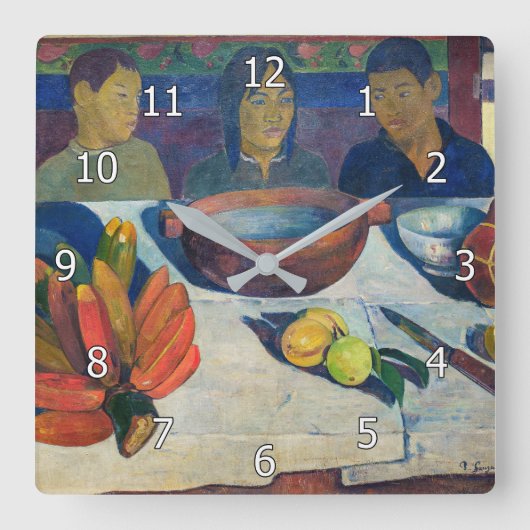 Paul Gauguin - Das Essen / Bananen Quadratische Wanduhr (Vorderseite)