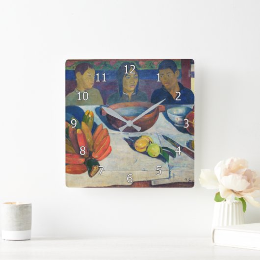 Paul Gauguin - Das Essen / Bananen Quadratische Wanduhr (Zuhause)